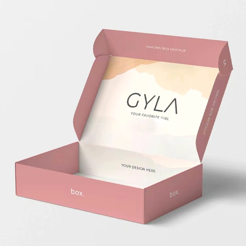 Luxury Custom Pink Black Small Paper Cardboard Corrugated Mailer Shipping Packaging Box Mailing With Logo For Small Business