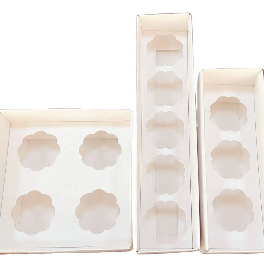 XJH New Cajas Para Cupcakes Transparent Paper Cake Container Clear Cupcake Box Cup Cake Boxes In Bulk Donut Box
