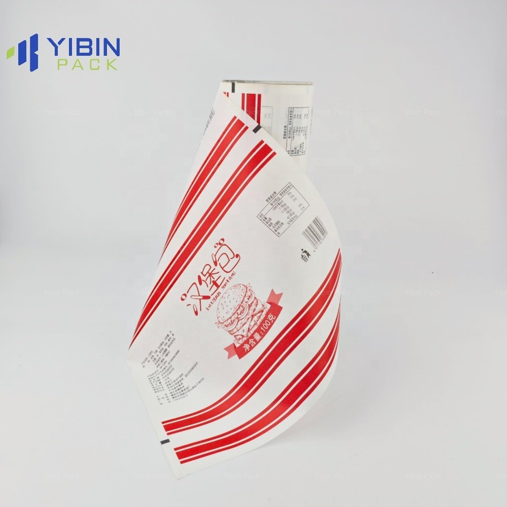 Manufacturer's Custom Logo Printed Automatic Kraft Paper Film Roll Plastic Packaging Snacks Food Hamburger Wrapping Paper Film