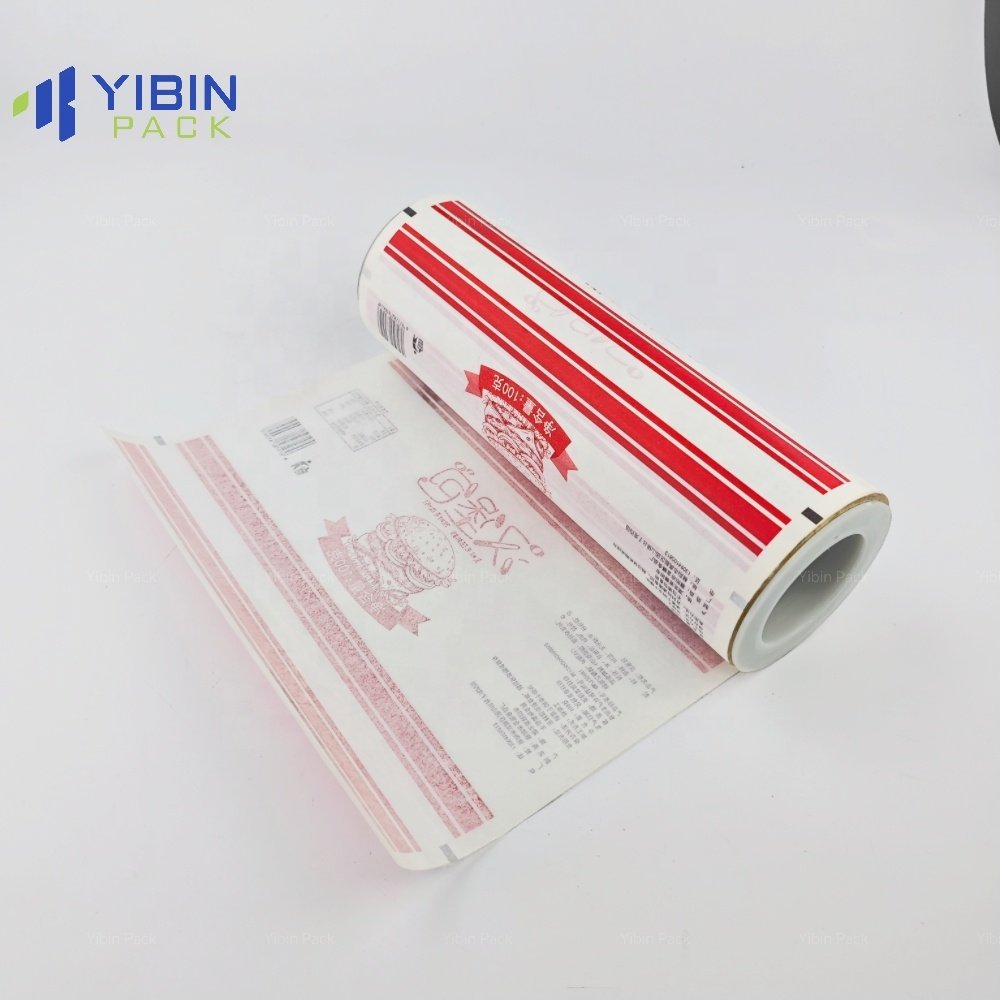 Manufacturer's Custom Logo Printed Automatic Kraft Paper Film Roll Plastic Packaging Snacks Food Hamburger Wrapping Paper Film