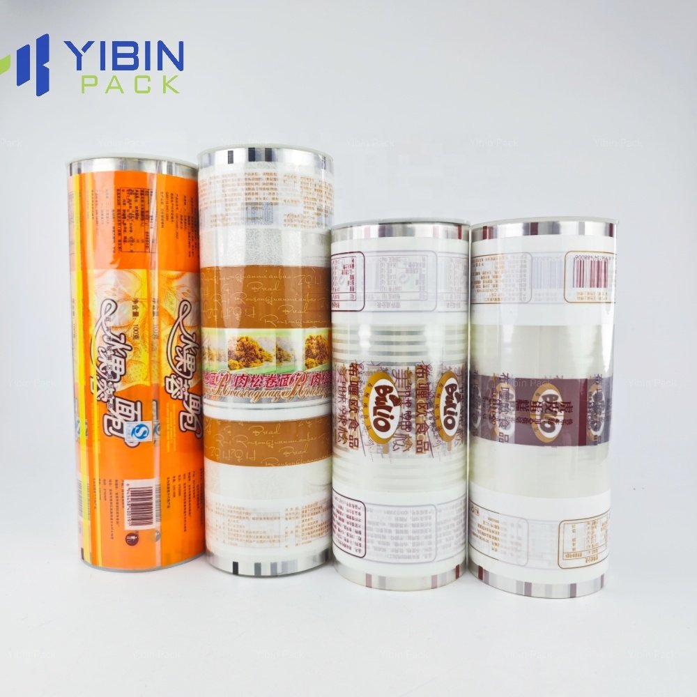 Manufacturer's Custom Logo Printed Automatic Kraft Paper Film Roll Plastic Packaging Snacks Food Hamburger Wrapping Paper Film