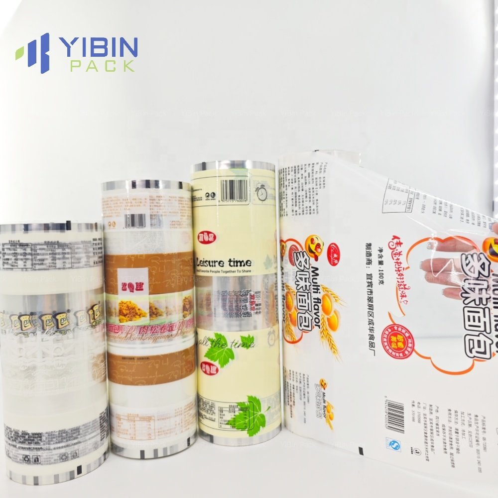 Manufacturer's Custom Logo Printed Automatic Kraft Paper Film Roll Plastic Packaging Snacks Food Hamburger Wrapping Paper Film