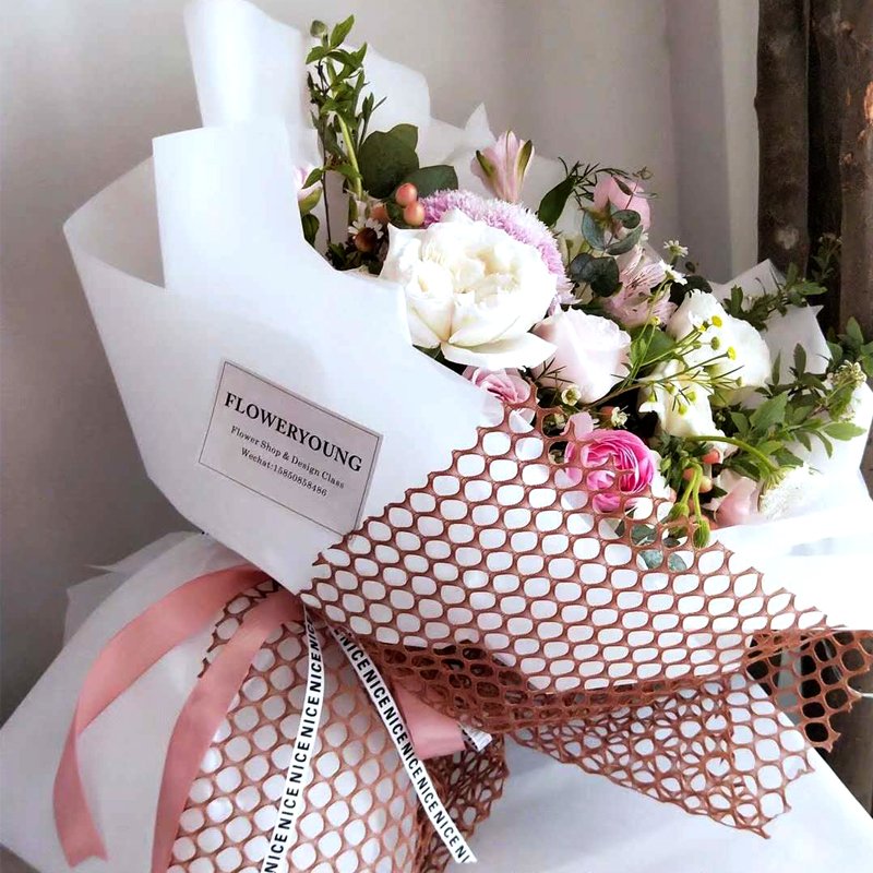 Hot Sale Florist Supplies Decoration Bouquet Gift Packing Net Pure Color Gauze Flower Bouquet Wrapping Paper Sheet