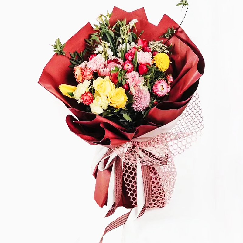 Hot Sale Florist Supplies Decoration Bouquet Gift Packing Net Pure Color Gauze Flower Bouquet Wrapping Paper Sheet