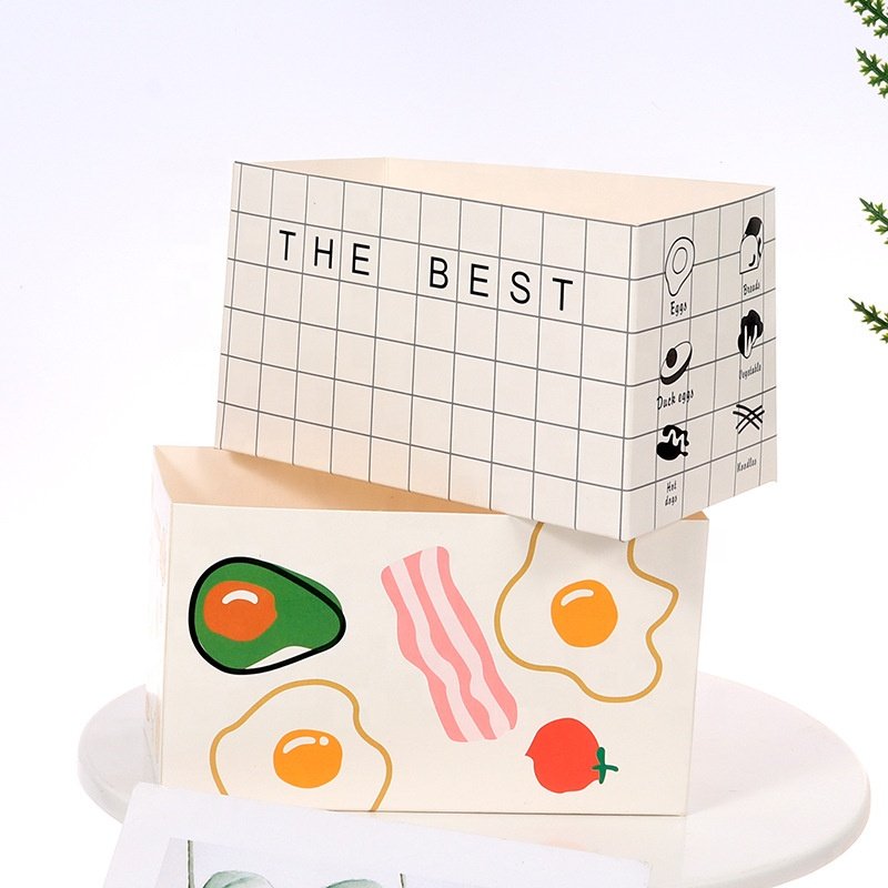 Customized Disposable Food Packaging Paper Box Bakery Containers Boxes Leak Proof For Swiss Roll Sandwich