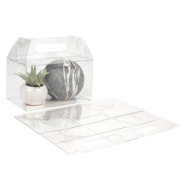 Low shipping cost plastic gift box toy plant packaging boxes clear gable box with handle