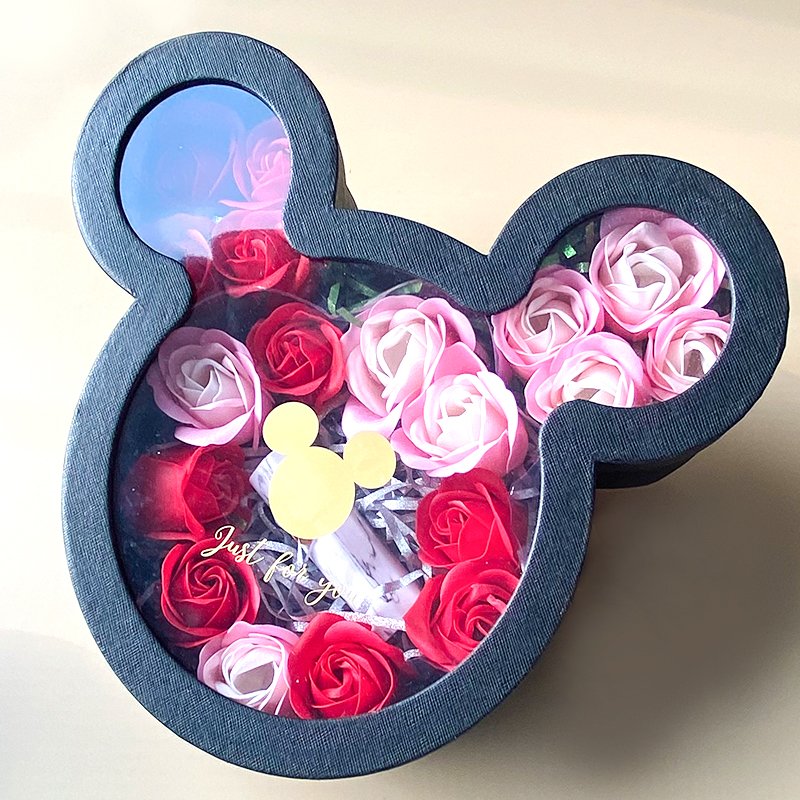 Rose flower gift packaging box mouse shape preserved flower packing box