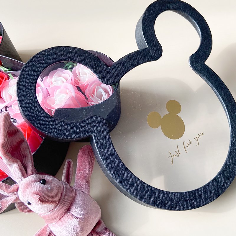 Rose flower gift packaging box mouse shape preserved flower packing box