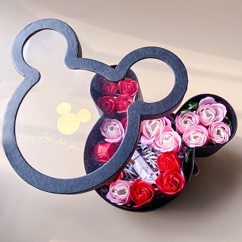 Rose flower gift packaging box mouse shape preserved flower packing box