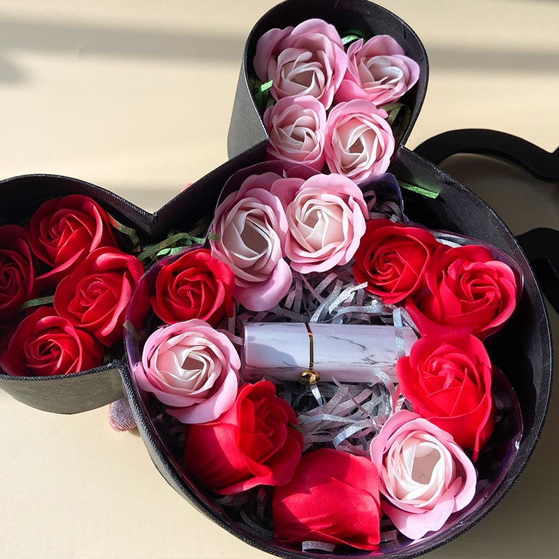 Rose flower gift packaging box mouse shape preserved flower packing box