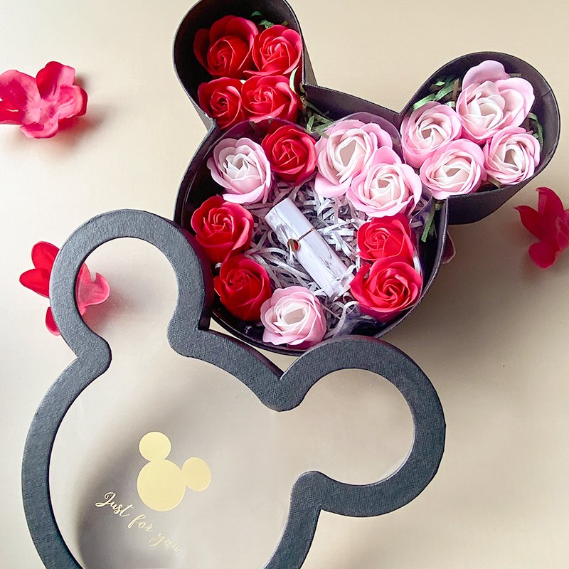 Rose flower gift packaging box mouse shape preserved flower packing box
