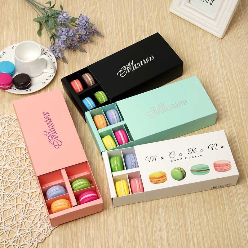 Recyclable Custom Luxury Biscuit Gift Food Macaron Packaging Kraft Paper Boxes Custom Macaron Package Boxes Custom Packaging