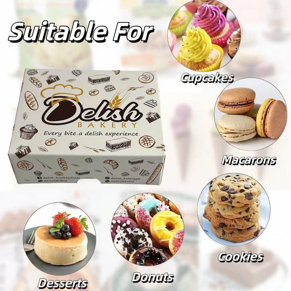 Custom Logo Bakery Box Packaging Chocolate Brownie Series Printed Boxes Your Gift Paper Boxes Cupcake Dessert Food Container