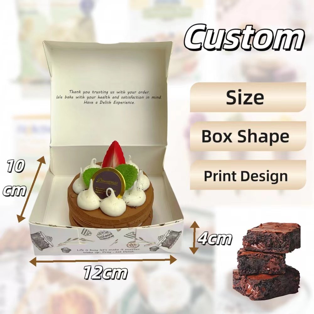 Custom Logo Bakery Box Packaging Chocolate Brownie Series Printed Boxes Your Gift Paper Boxes Cupcake Dessert Food Container