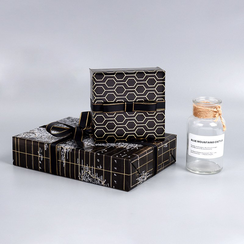 High Quality Dark Star Printing Foil Stamping Gift Wrap Paper Rolls Gift Paper Spot Packaging Paper