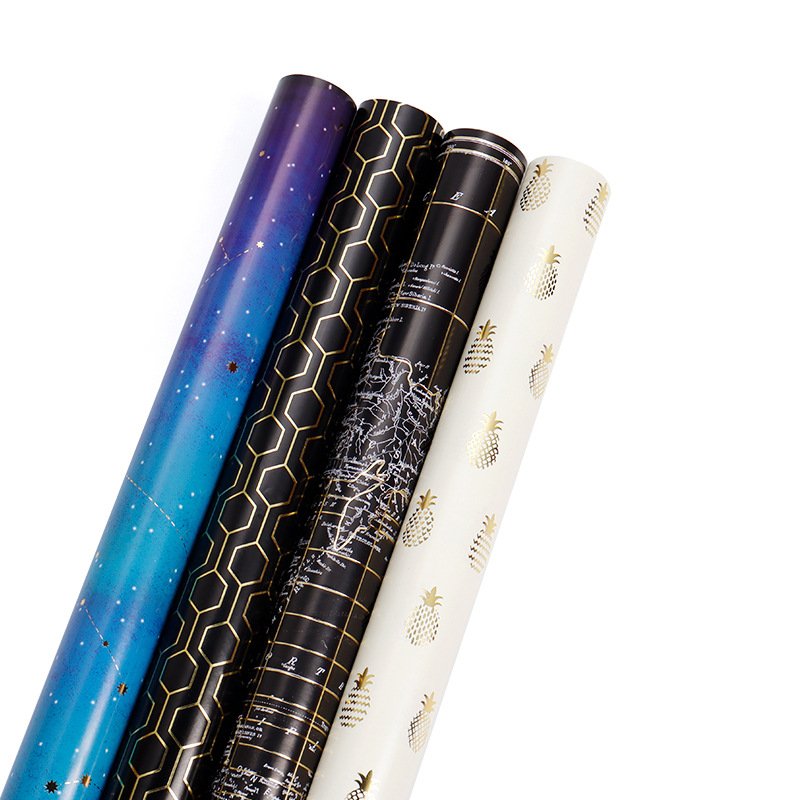 High Quality Dark Star Printing Foil Stamping Gift Wrap Paper Rolls Gift Paper Spot Packaging Paper