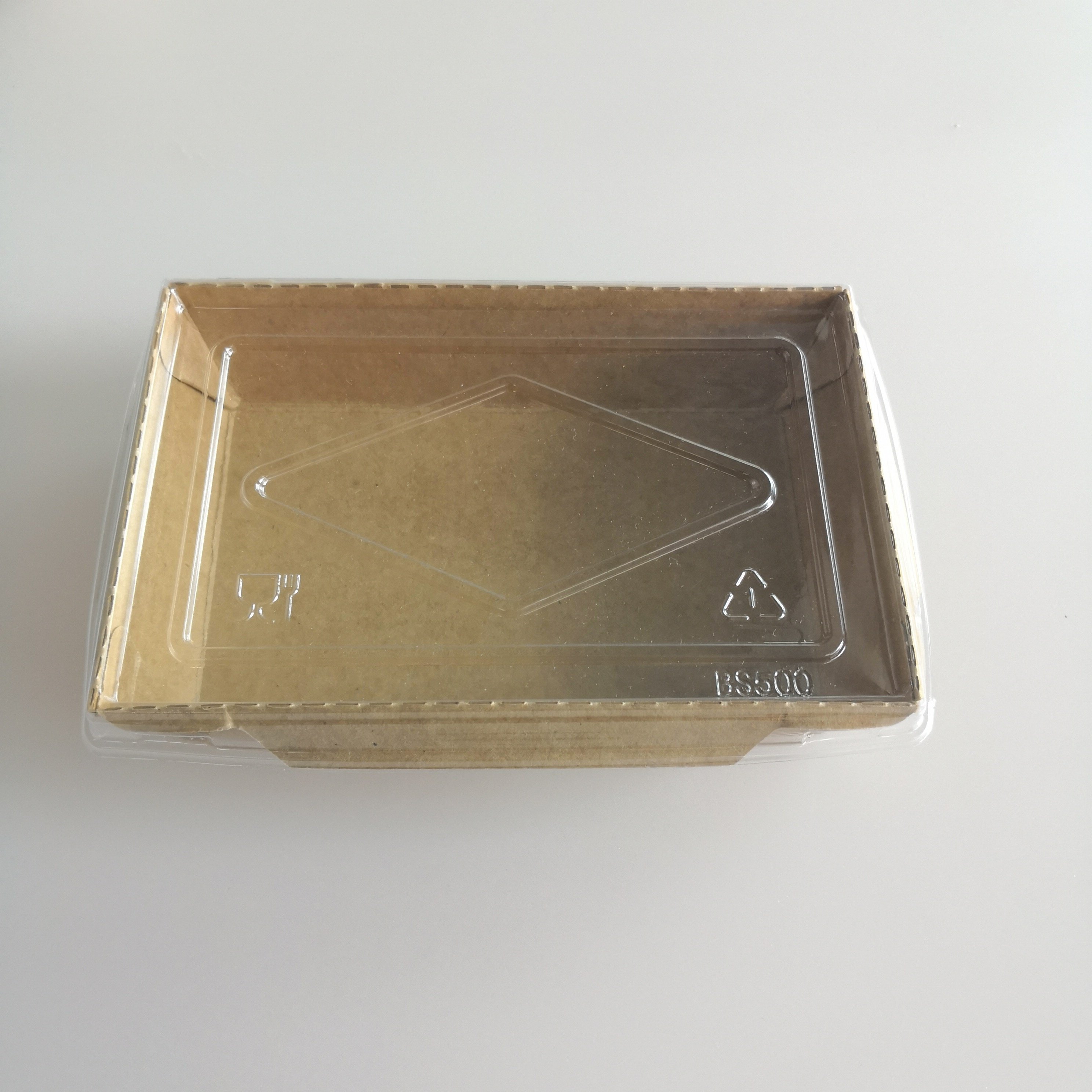 White Kraft Paper Food Package Takeaway Food Box Tray With Pla Lamination Nature Kraft Paper Snack Tray With Plastic Lid