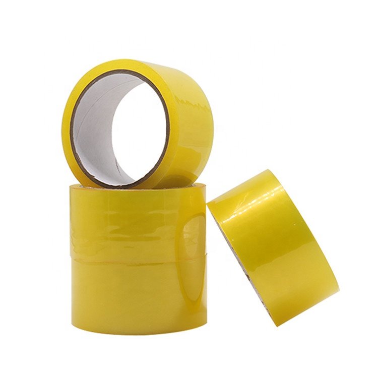 Tape supplier yellowish color custom carton shipping sealing bopp adhesivetape Transparent Parcel packaging tape