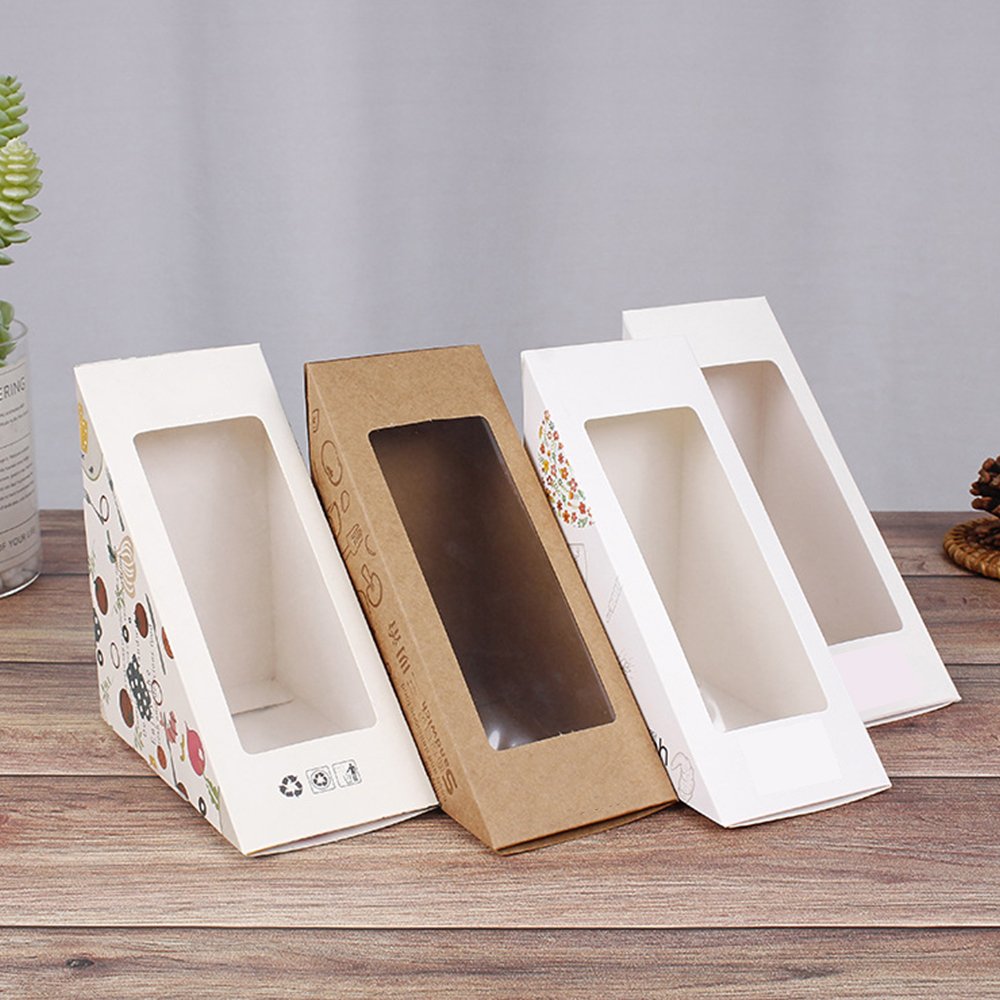Thickened Paper Sandwich Packing Box with Open Window Transparent Cake and Cupcake Food Packaging Boxes