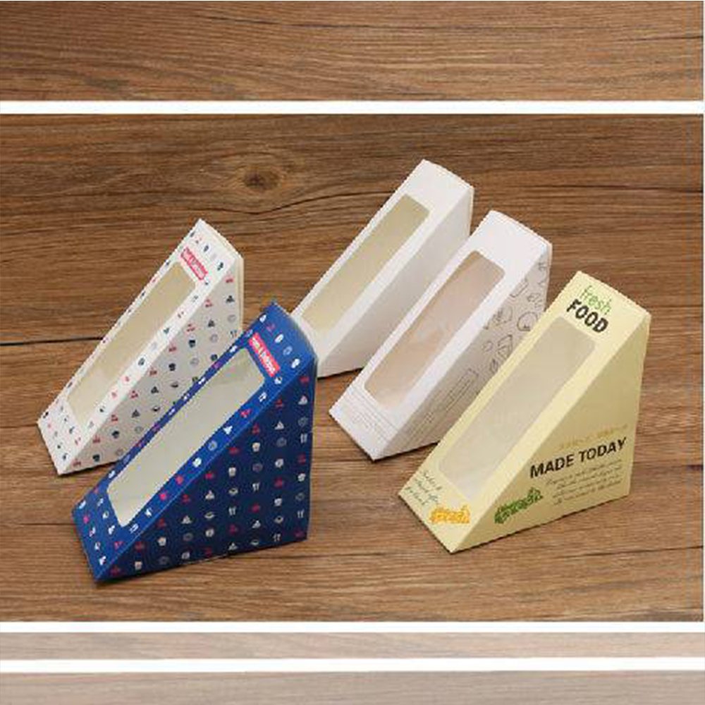 Thickened Paper Sandwich Packing Box with Open Window Transparent Cake and Cupcake Food Packaging Boxes