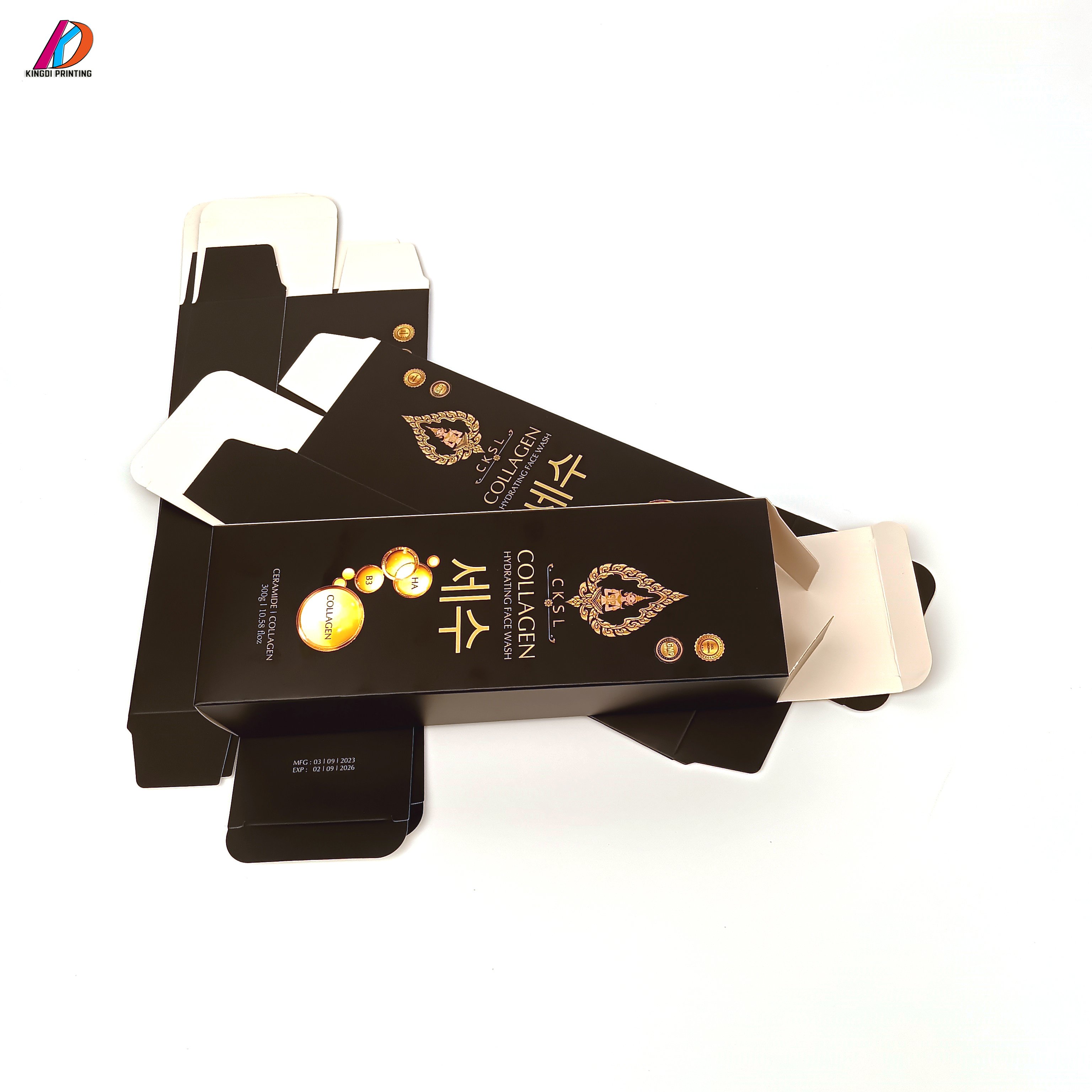 Custom Luxury Black Color Folding Cardboard Packaging Paper Box With scratch Proof Film