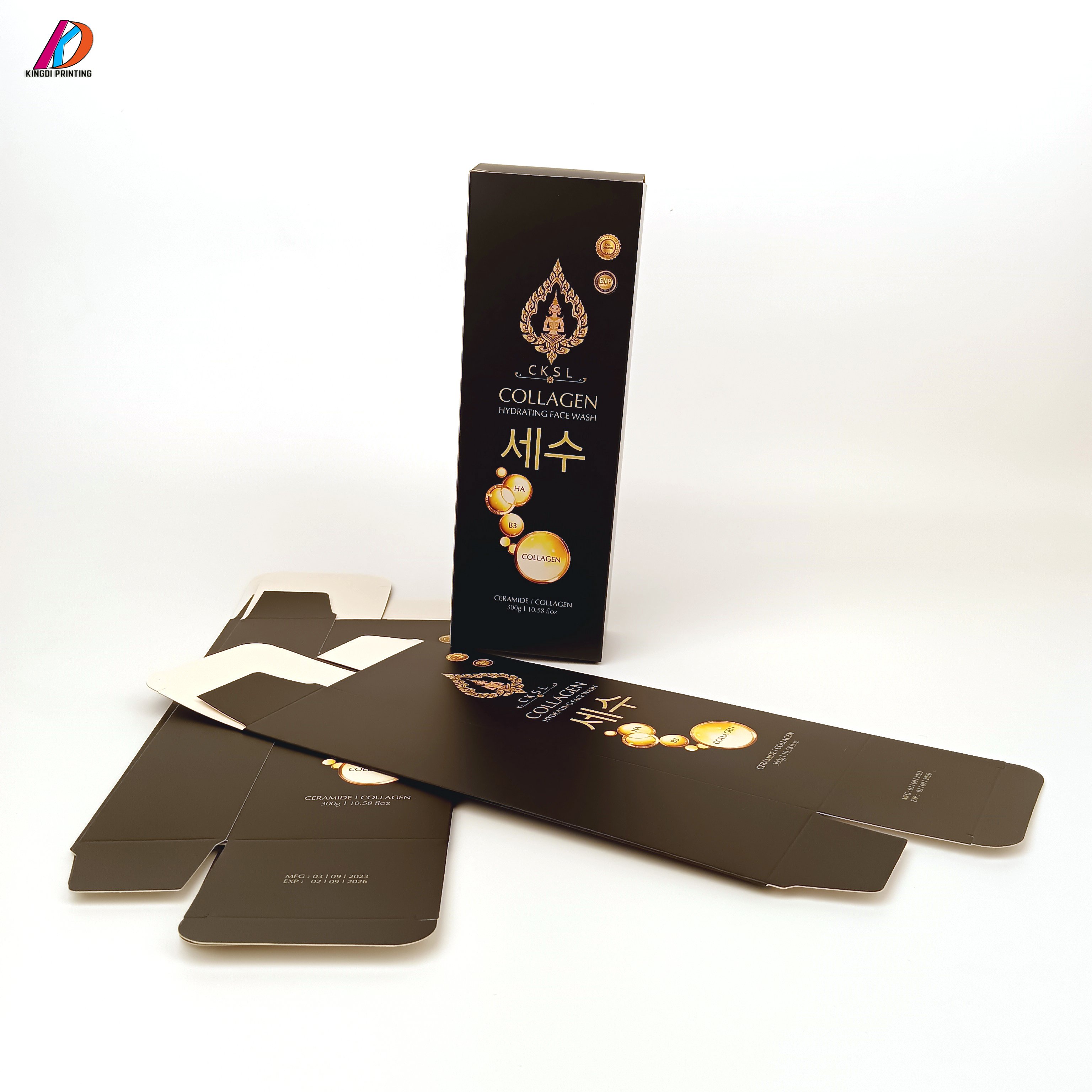 Custom Luxury Black Color Folding Cardboard Packaging Paper Box With scratch Proof Film