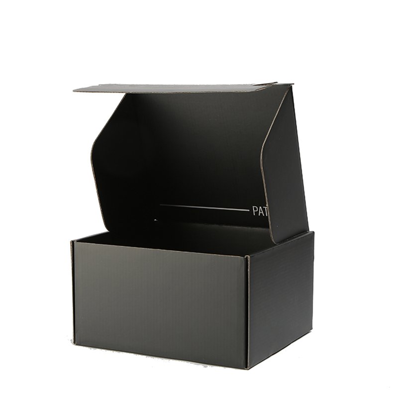 Customized Adhesive Closure Cardboard box Open Out Tear Open Packaging Black Postal Self Sealing Mailer box with Zipper Strip