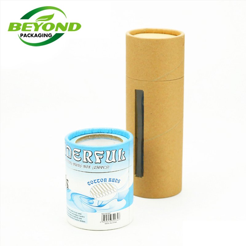 wholesale tea biodegradable craft cardboard round box kraft paper box packaging paper cartridge tube with clear window