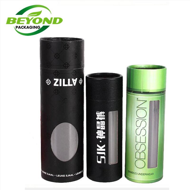 wholesale tea biodegradable craft cardboard round box kraft paper box packaging paper cartridge tube with clear window