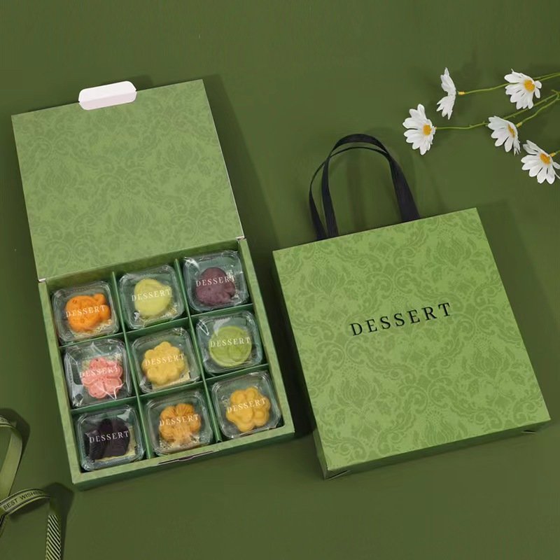 White Card Paper 9 Grid Macaron Cookie Cupcake Bakery Chocolate Pastry Dessert Packaging Gift Box