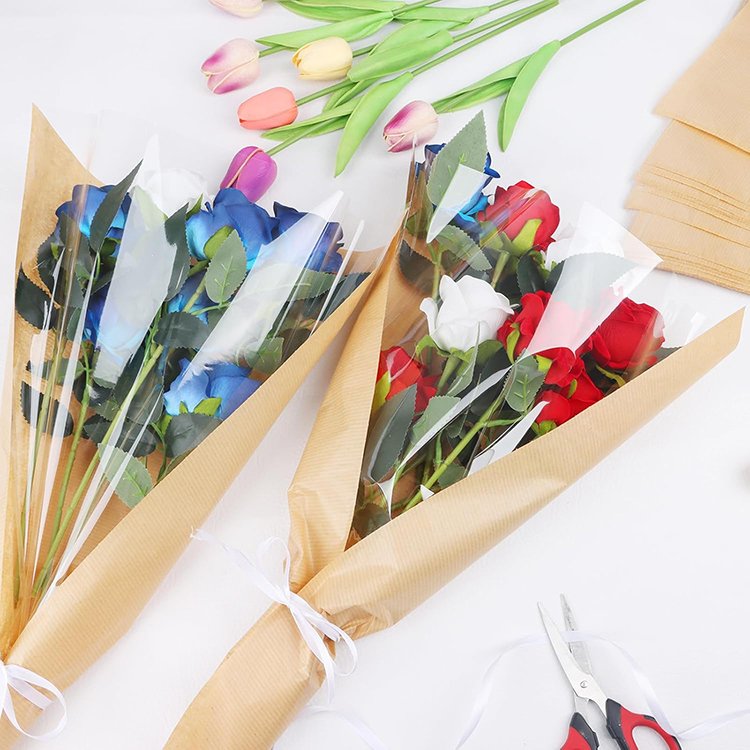 100pcs Floral Bouquet Wrapping Paper Floral Packing Sleeves Wedding Florist Supplies Floral Bouquet Packaging Paper Flower