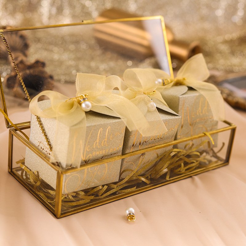 Hot Sale Luxury Gold Foil Candy Box Wedding Gift Packaging Sugar Paper Box Party Favor Small Gift Package
