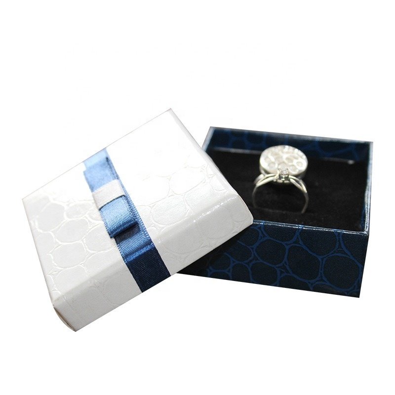 Wholesale new design Factory Crocodile grain ring box Jewelry Paper Box Drawer Jewelry Packaging Box With Ribbon