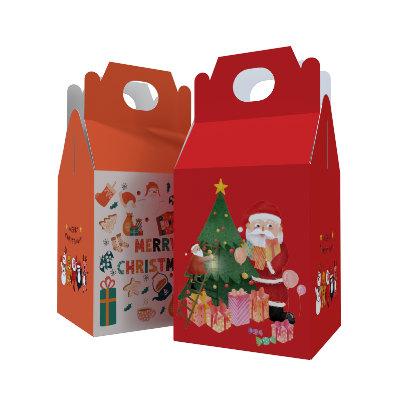 Manufacturer Custom Christmas Cake Cup Boxes Custom Logo Packaging Paper Gift Boxes With Handle