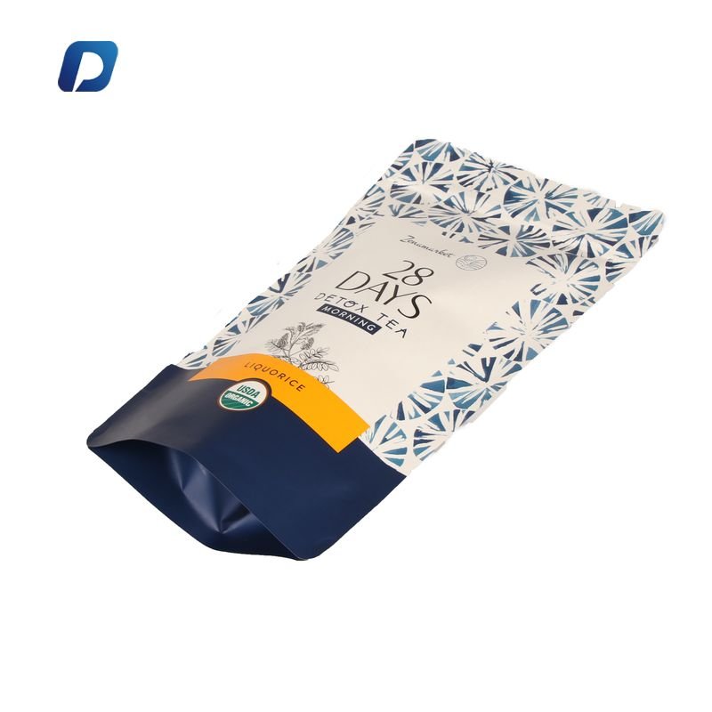 Packaging Zip Packing Pouch Custom Printed Tea Bags Compostable Biodegradable Food Grade Kraft Paper Stand Up Pouch Beverage