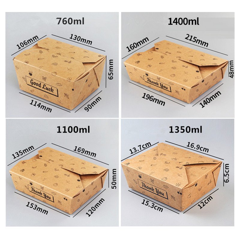Fried Chicken Pasta Snack Food Containers Bbq Picnic Kitchen Accessories Takeaway Packaging Box Kraft Paper Disposable Accept