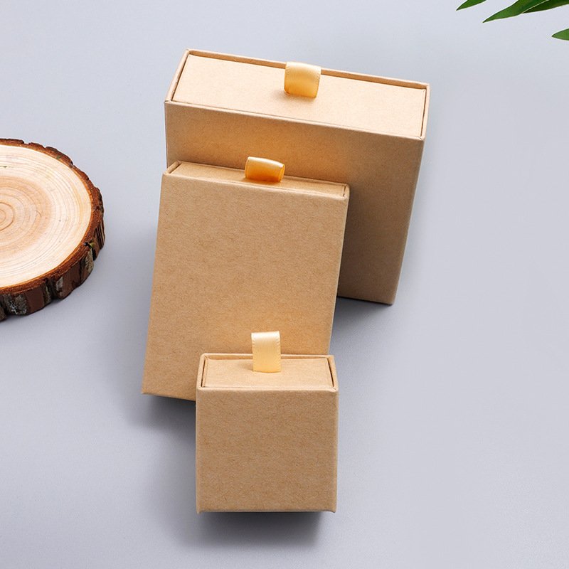 custom kraft cardboard jewelry box wholesale with logo printing ever Mini packaging luxury small necklace ring gift paper boxes