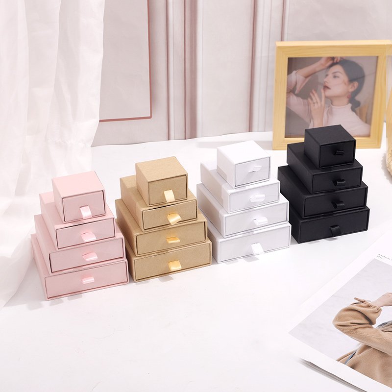 custom kraft cardboard jewelry box wholesale with logo printing ever Mini packaging luxury small necklace ring gift paper boxes