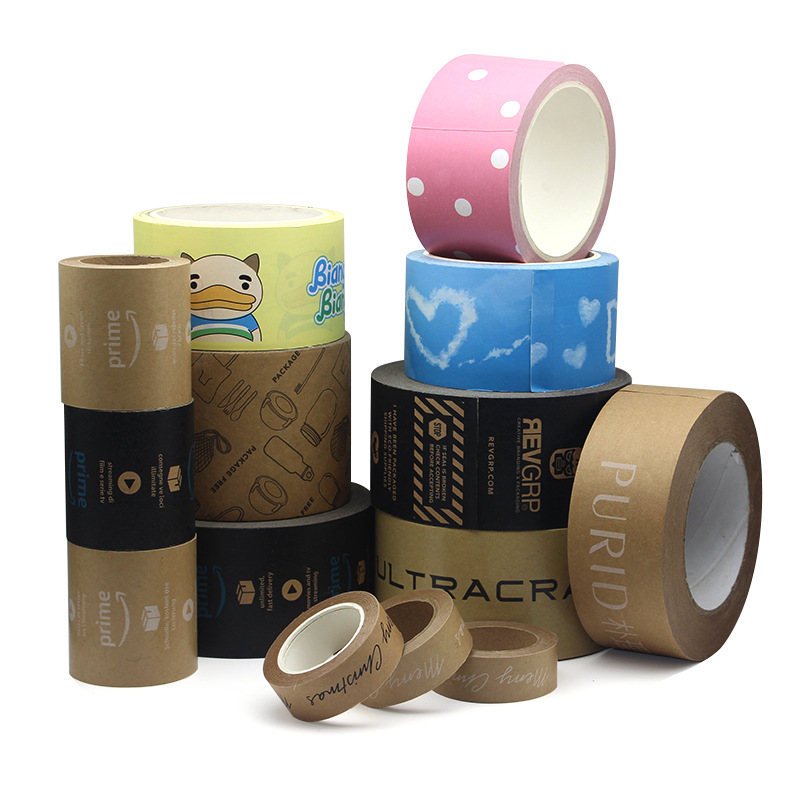 Custom Logo Printed Packaging Packing Customized Kraft Paper Tape With Logo Printing 4Cm 4713