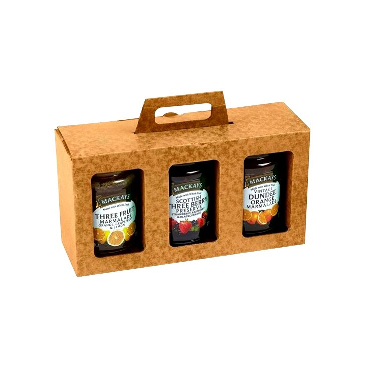 Custom Brown Kraft Paper Gift Box Handle Laminated Cardboard Honey Glass Bottle Jam Jar Packaging Elegant Packaging Solution