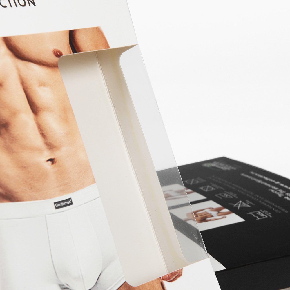 Packaging Paper Box with PVC Window Brand Men Underwear Socks Fold Packaging Box Custom Logo White Underwear Packing