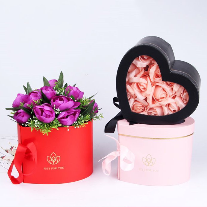16pcs Pink Red White Double Layer Custom Heart Shape Paper Gift Luxury Rose Flower Custom Heart Box For Mother's Box