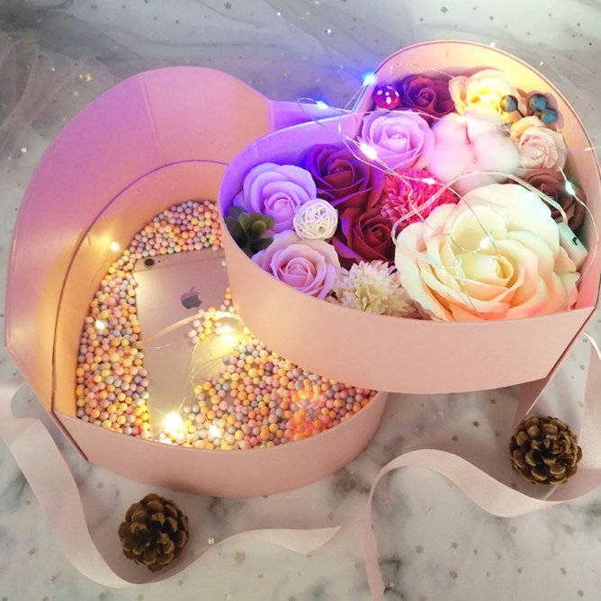 16pcs Pink Red White Double Layer Custom Heart Shape Paper Gift Luxury Rose Flower Custom Heart Box For Mother's Box