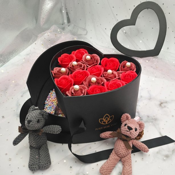 16pcs Pink Red White Double Layer Custom Heart Shape Paper Gift Luxury Rose Flower Custom Heart Box For Mother's Box