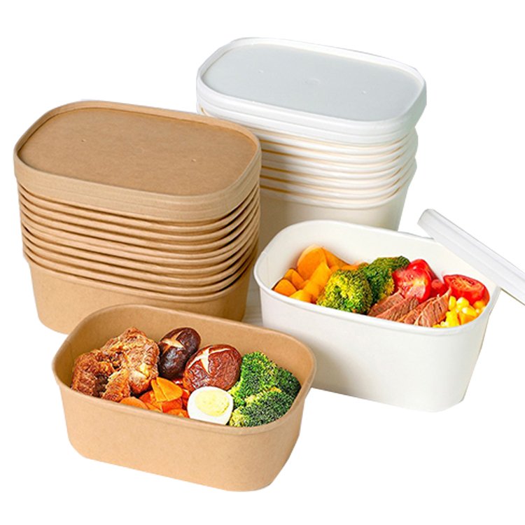 Dust Free Factory Food Grade Paper Recyclable Fast Food To Go Lunch Food Box Takeaway Containers