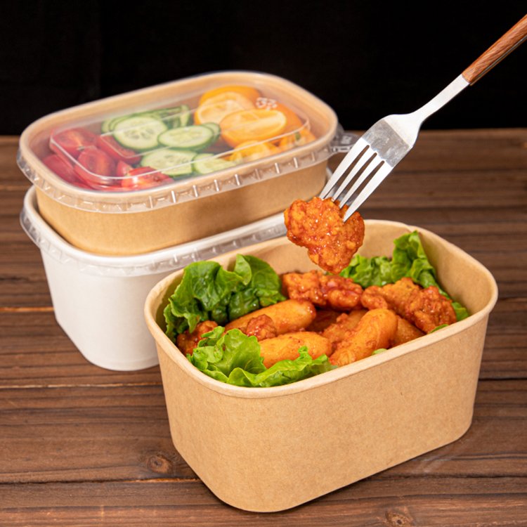 Dust Free Factory Food Grade Paper Recyclable Fast Food To Go Lunch Food Box Takeaway Containers