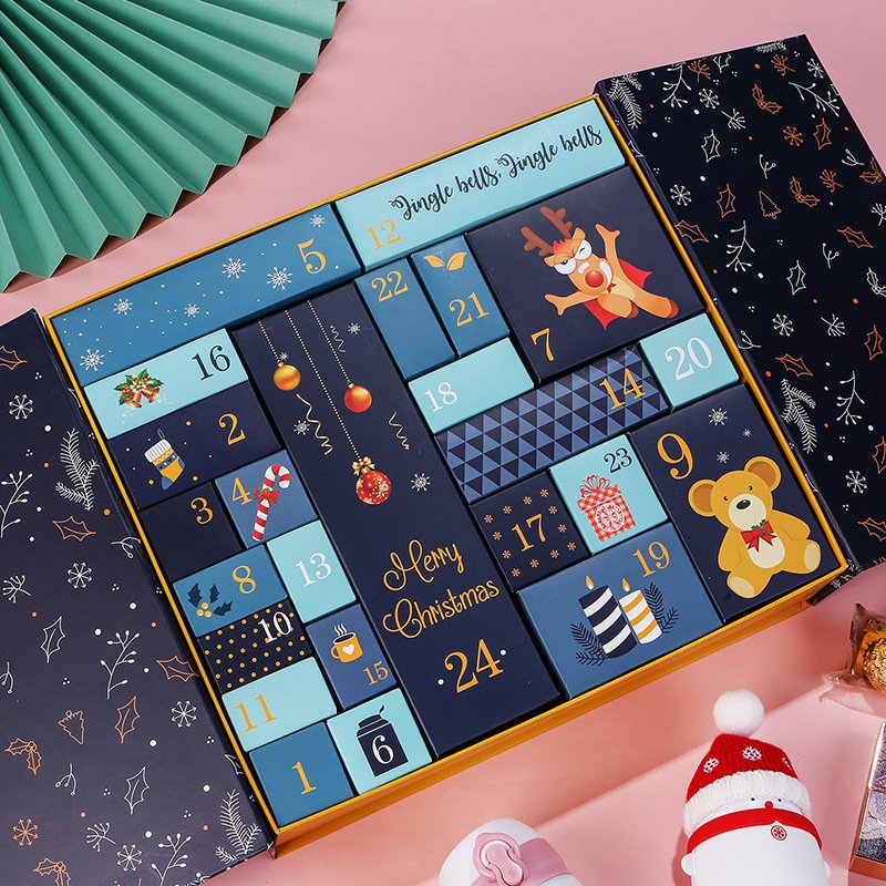 Wholesale Advent Calendar Custom Packaging Boxes Cosmetic Cardboard Box Beauty Gift Surprise Package Mystery Box