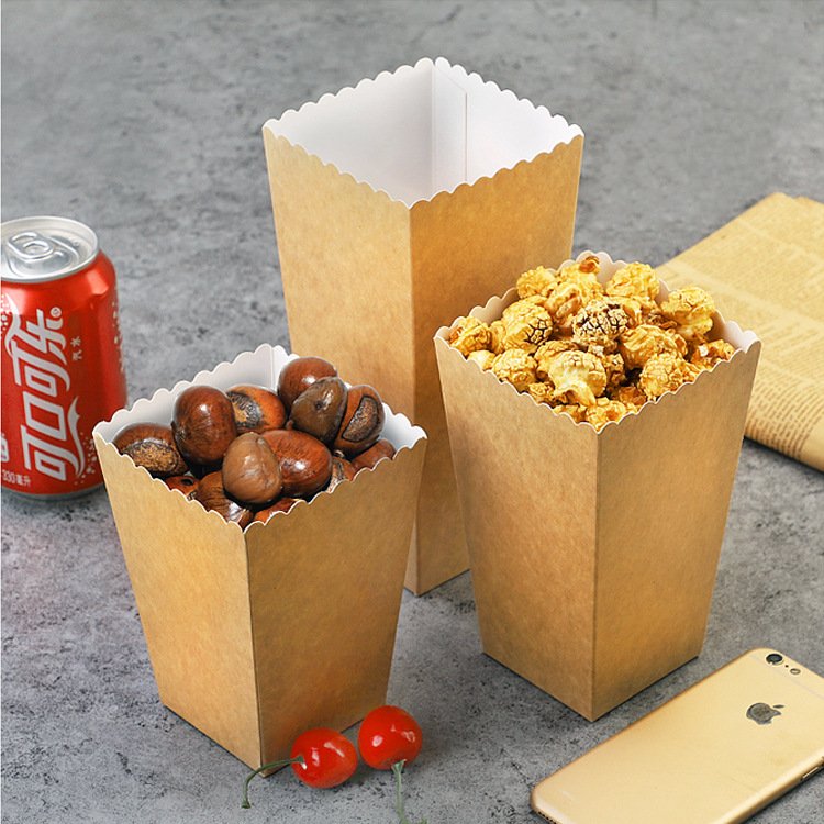 Wholesale Biodegradable Customizable Logo Fast Food Microwave Oil-proof Popcorn Packaging Paper Box