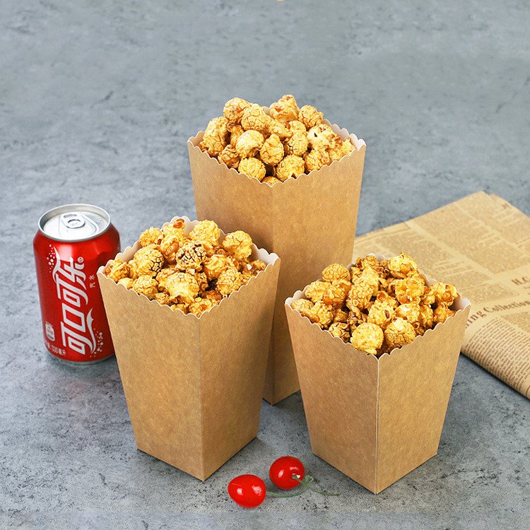 Wholesale Biodegradable Customizable Logo Fast Food Microwave Oil-proof Popcorn Packaging Paper Box