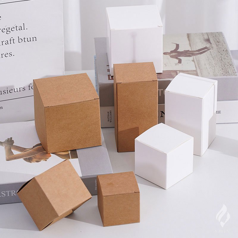 Kraft Paper Box Square White Cardboard Box DIY Gift Box for Soap Cookies Jewelry Gift Packaging Candy Cookies Cake Baking